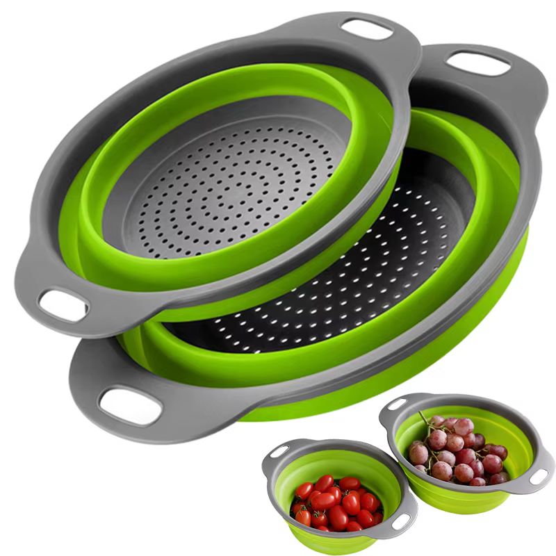 1/2 pièces Silicone rond pliant légumes Fruits lavage égouttoir panier passoire pliable égouttoir ou