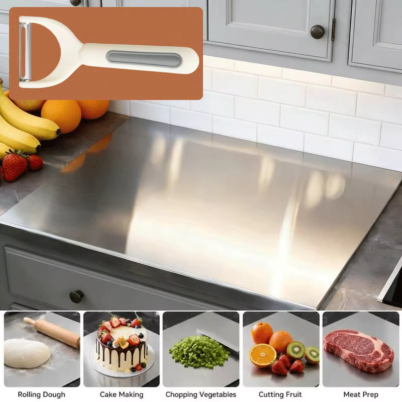 Grande planche à découper pour chef, planche à découper professionnelle double face en acier inoxyda