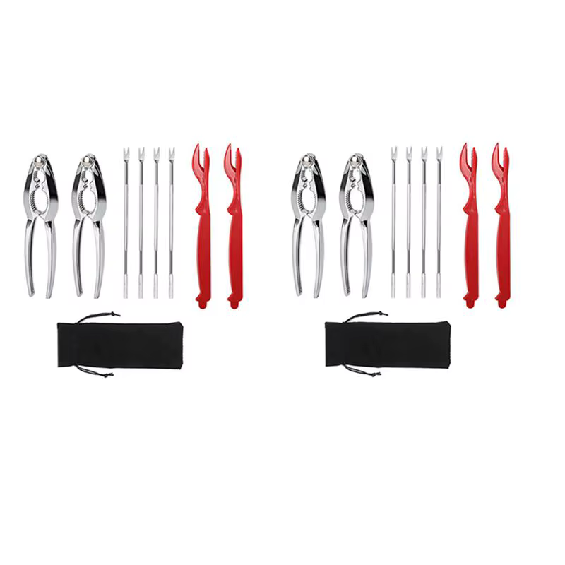 A36T-Crab Crackers And Tools, Lobster - 4 briseurs de pattes de crabe et 8 fourchettes à pattes de c