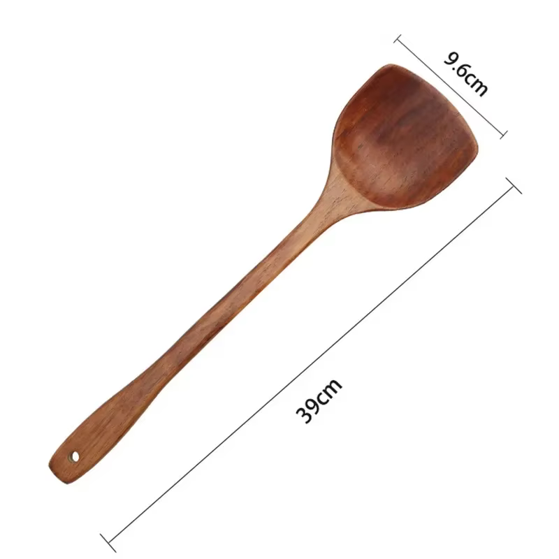 Spatule domestique en bois, poêle spécial antiadhésif, spatule de cuisine à Long manche, 1 pièce