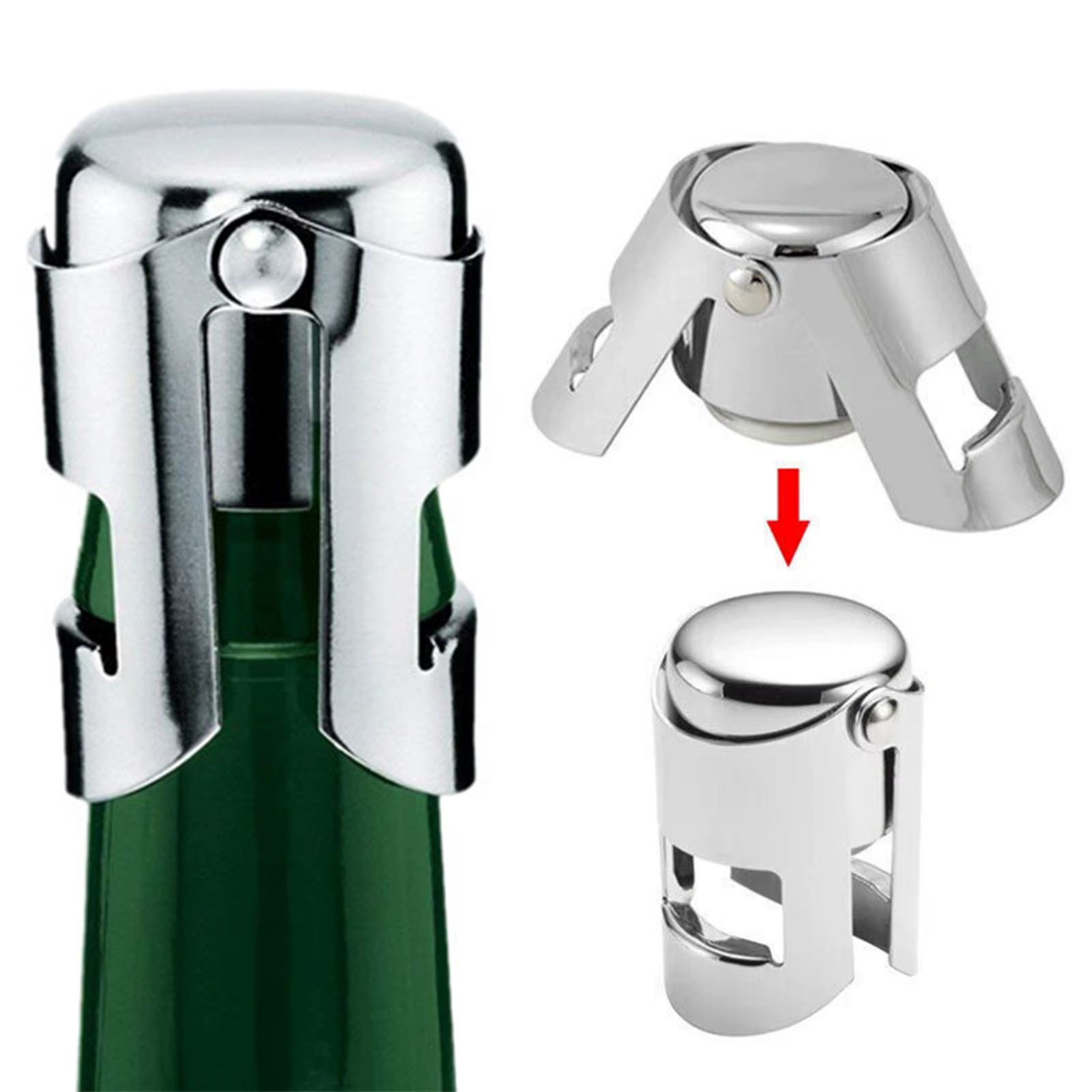 Bouchon de bouteille de champagne en acier inoxydable, bouchon de bouteille de vin mousseux, bouchon