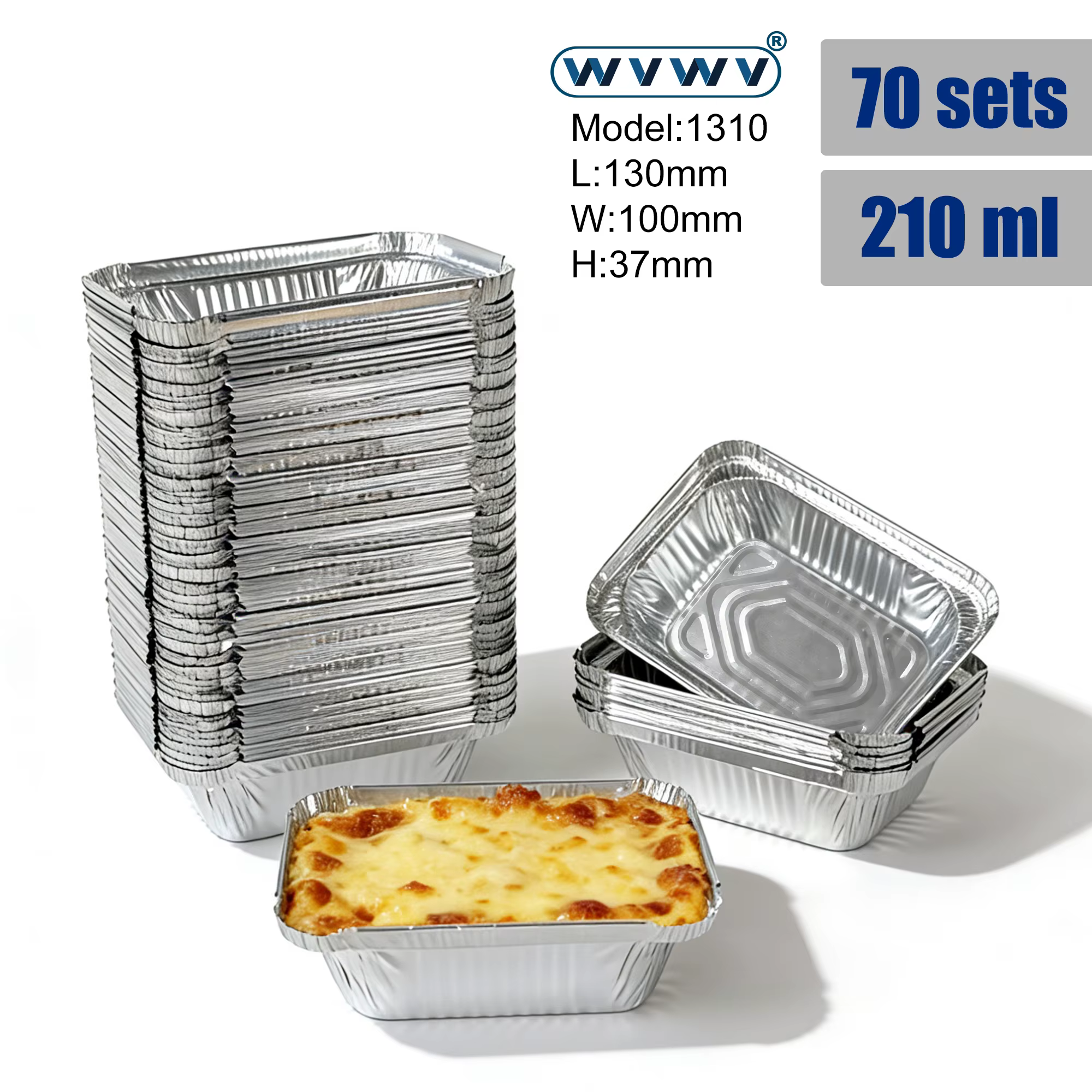 70 pièces, moules à pâtisserie en aluminium en forme de gâteau de 210 ml, adaptés pour la cuisson, l