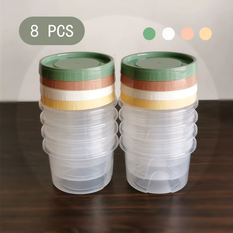 Boîte ronde de conservation des aliments frais de 500ml, 8 pièces, réfrigérateur de cuisine, contene