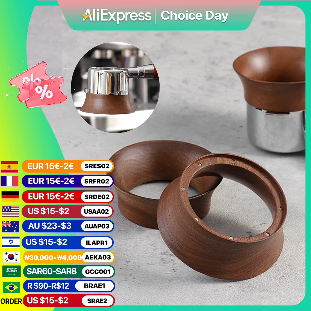 Coupelle doseuse à café 51/58 mm en bois de noyer, entonnoir doseur pour expresso, bol de préparatio