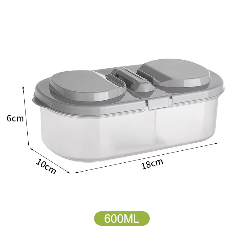 Boîte de rangement des aliments de cuisine, réservoir scellé couvert à Double compartiment, boîte mu