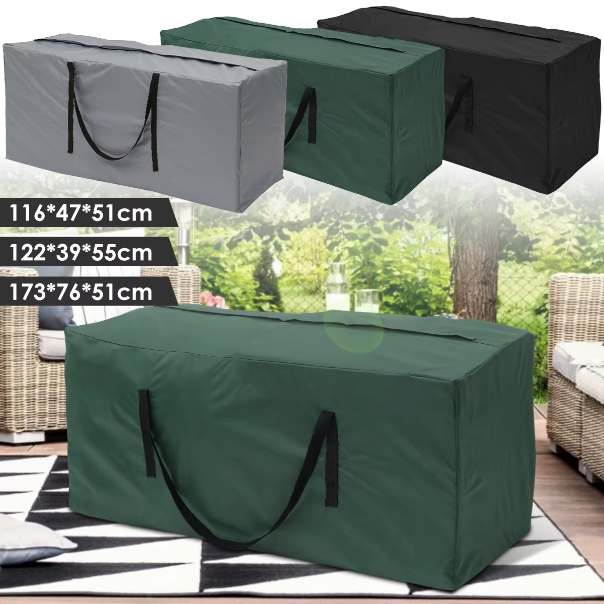 Sac de rangement de coussin, housse de protection pour meubles de grande capacité, jardin extérieur,