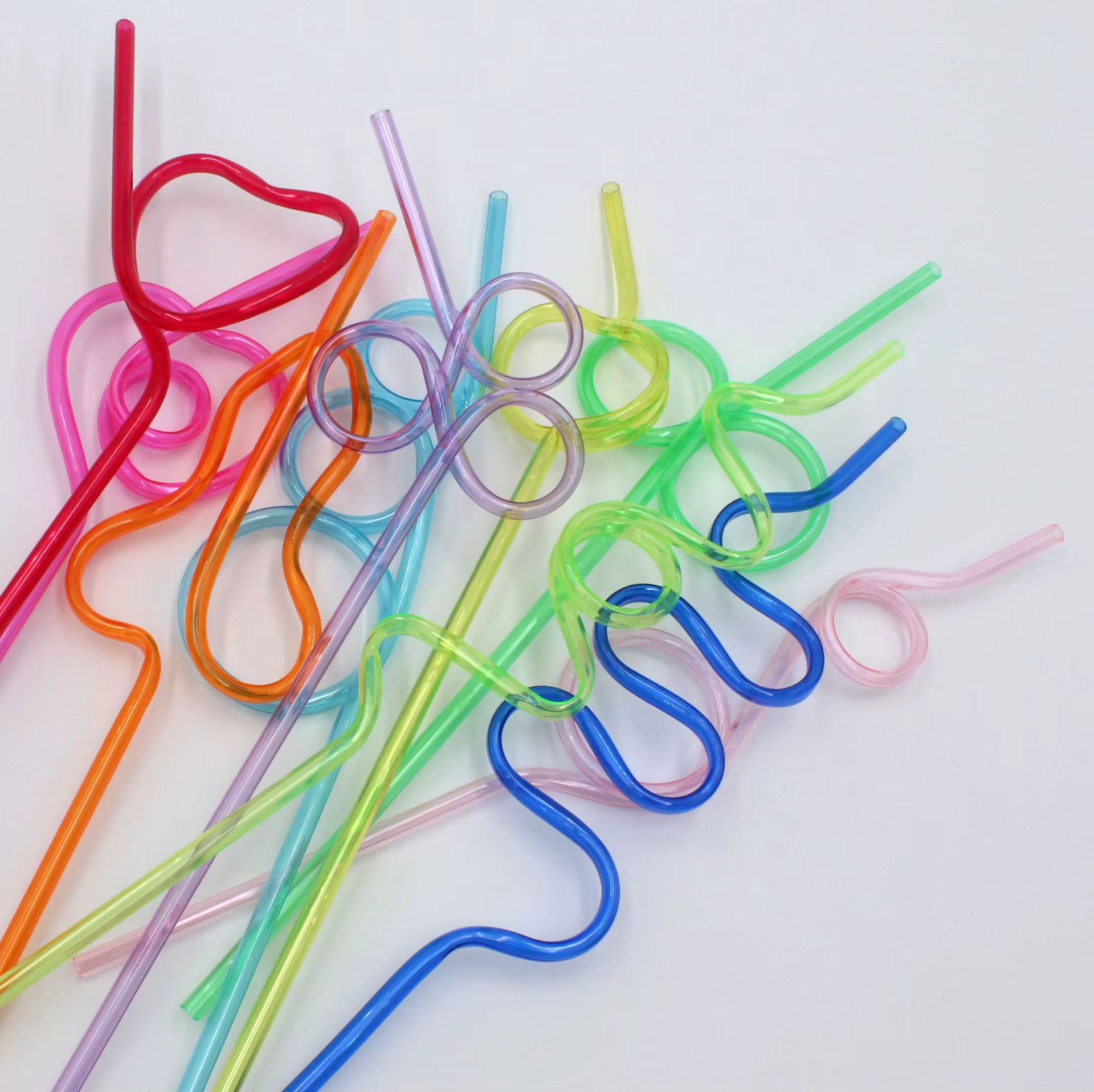 Pailles à boire réutilisables colorées bouclées de 26cm, 12 pièces, spirale, bricolage, boissons fai