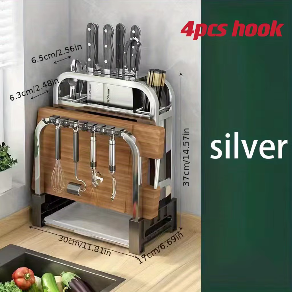 1pc En Acier Inoxydable Porte-Couteau Cuisine Rack Maison Comptoir Planche À Découper Rack Planche À