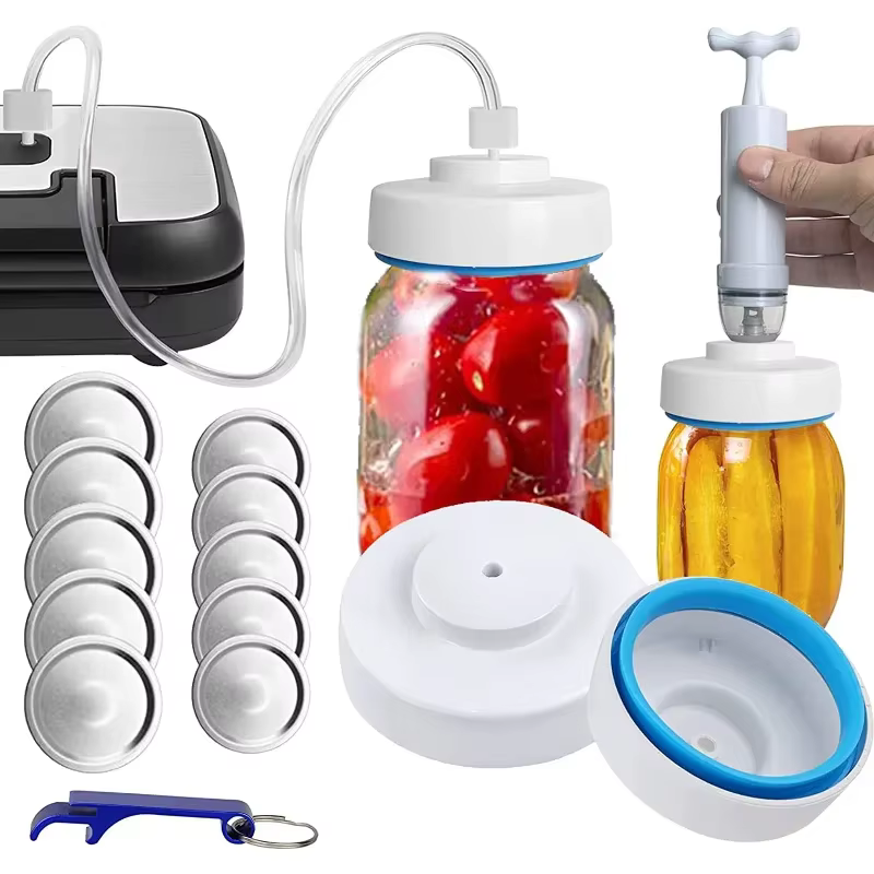 Kit de scellage sous vide portable avec pompe à vide manuelle, compatible avec FoodSaver Mason Can,