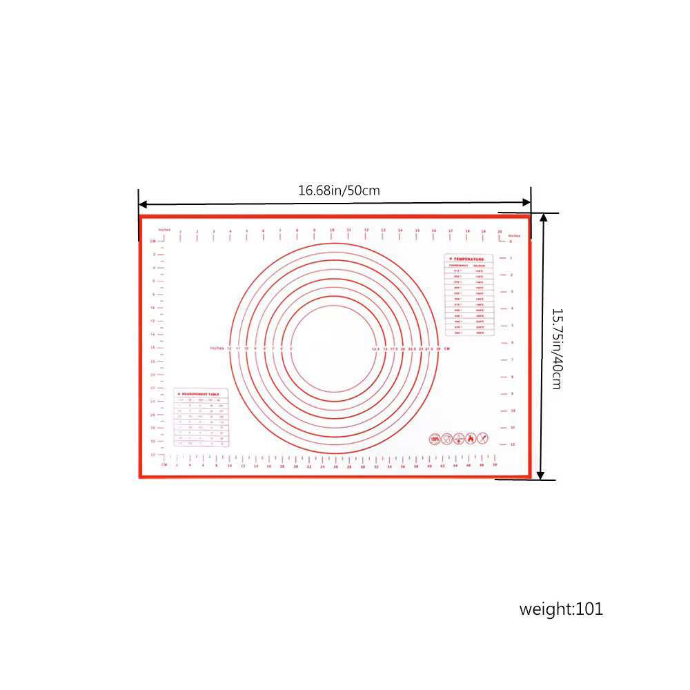Polymères en silicone pour pâte à rouler, 20x16 pouces, avec optique de mesure, antiadhésif