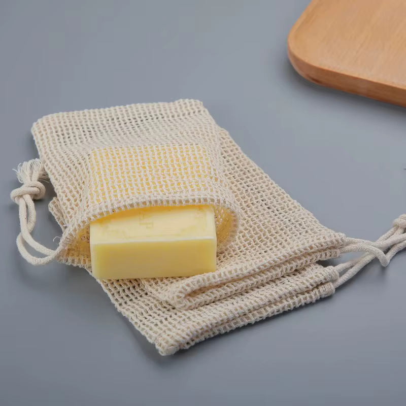 Sac à savon en coton naturel fait à la main, écologique, pochette en maille pour le savon, pour le n