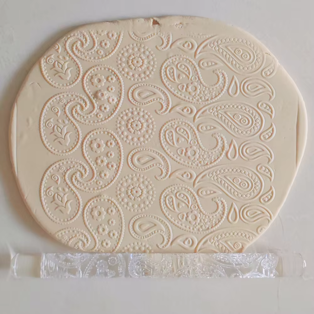 Mini rouleau à pâtisserie en relief 3D avec motif paisley, accessoires de cuisine, pâte à tarte, pât