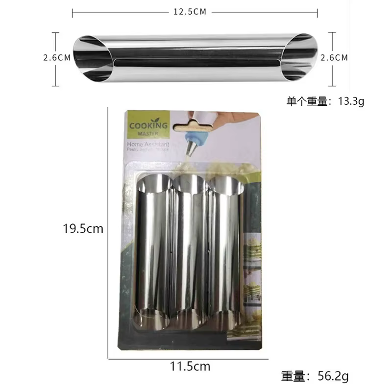 Moule en corne de crème, formes de Cannoli, Tubes, Croissants, en acier inoxydable, rouleau de pâtis