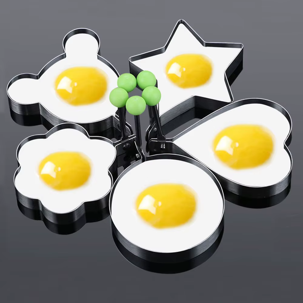 Moule d'anneaux d'œufs en acier inoxydable avec poignée, moule rond antiadhésif pour Omelette de crê
