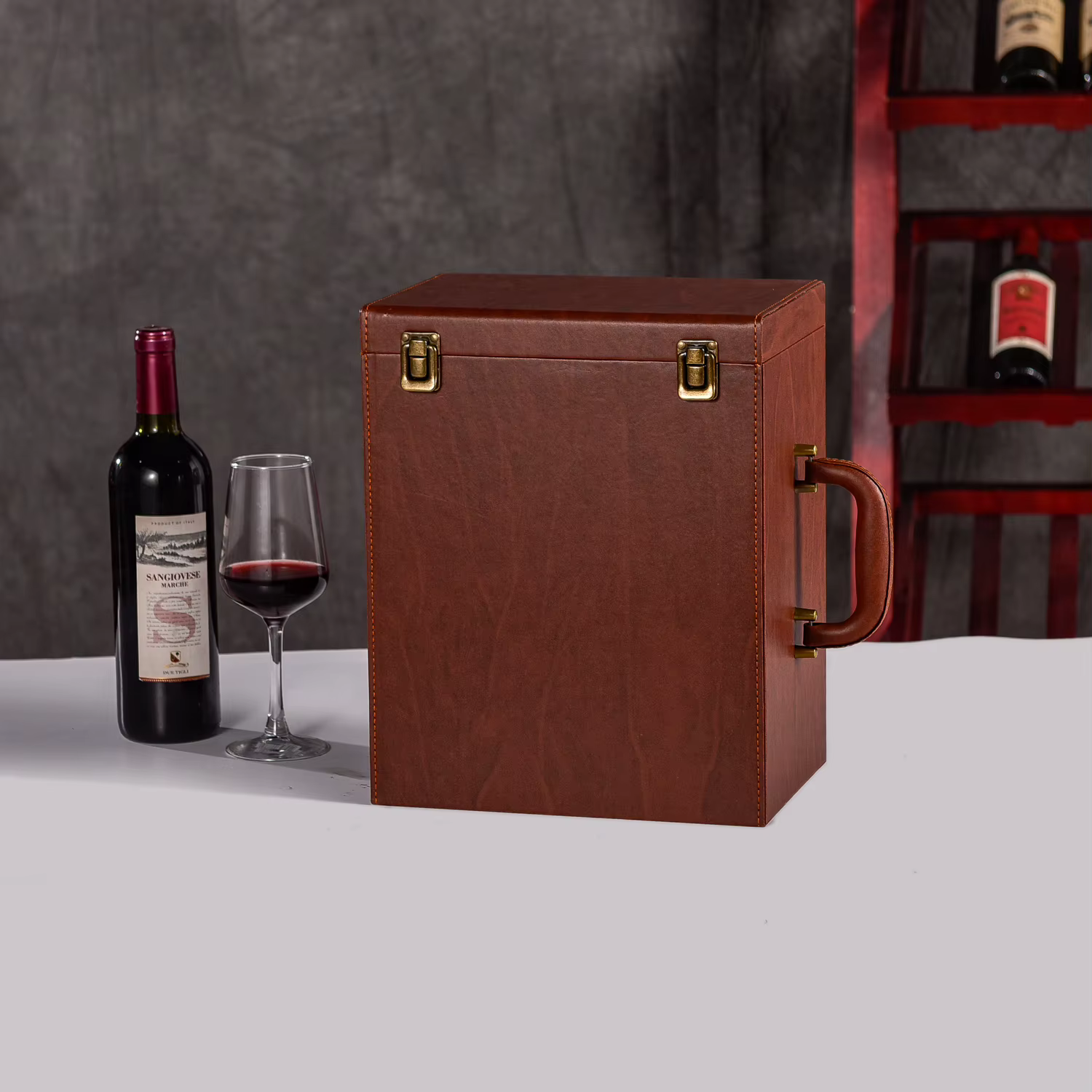 Mallette de transport portative de qualité supérieure pour 6 bouteilles, emballage rouge en bois, ra