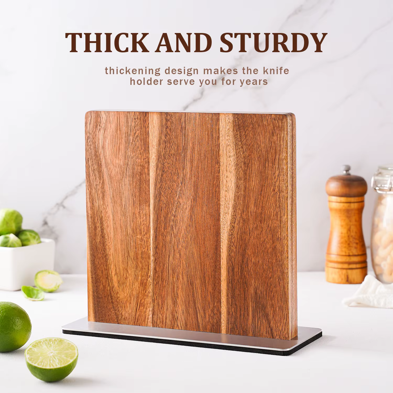 Couteau magnétique en bois d'acacia nuits, rangement de cuisine moderne simple, porte-couteau avec a