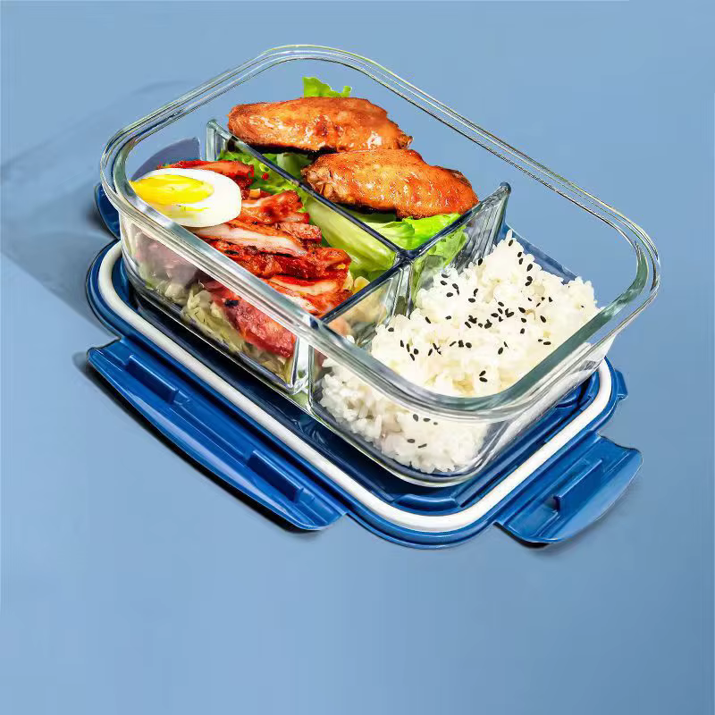 Boîte à déjeuner en verre de 1050ml, nouveau style, boîte à Bento pour micro-ondes, boîte de stockag
