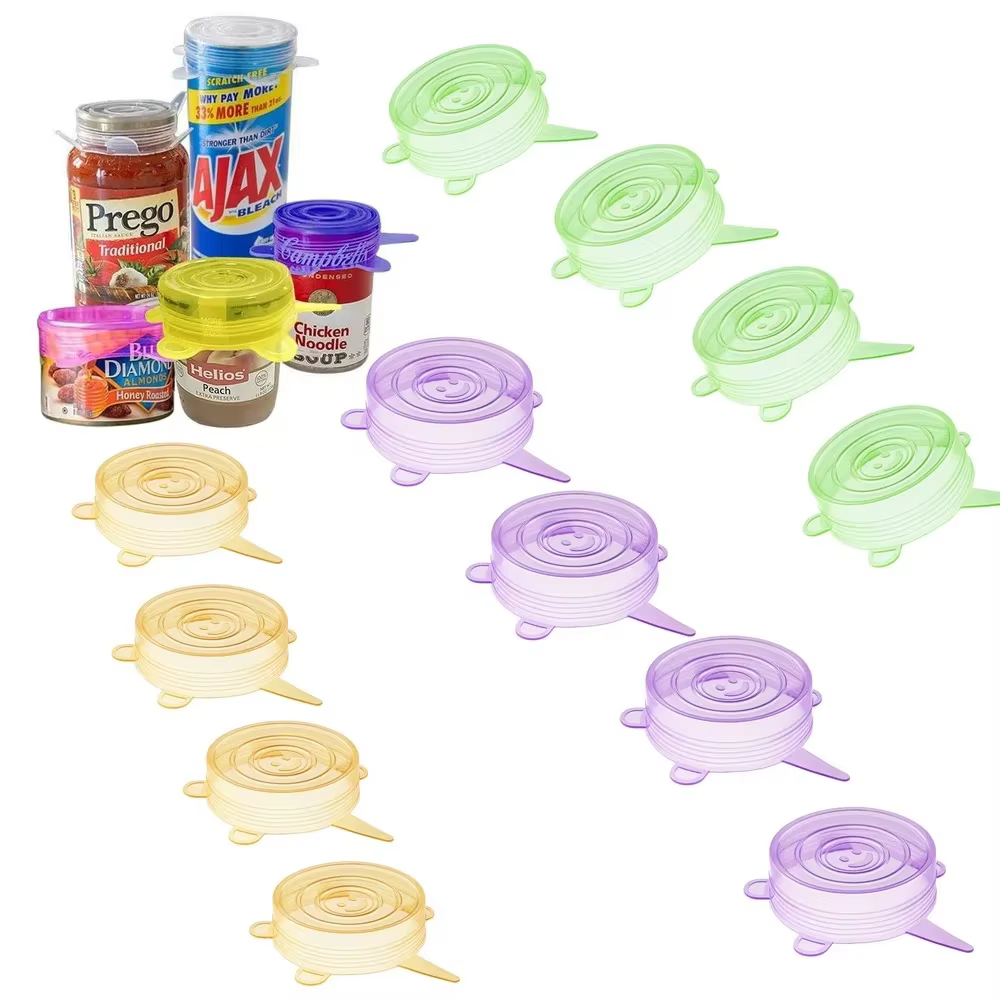 Paquet de 12, petits couvercles de canettes en Silicone sans BPA, couvercles flexibles pour yaourt/p