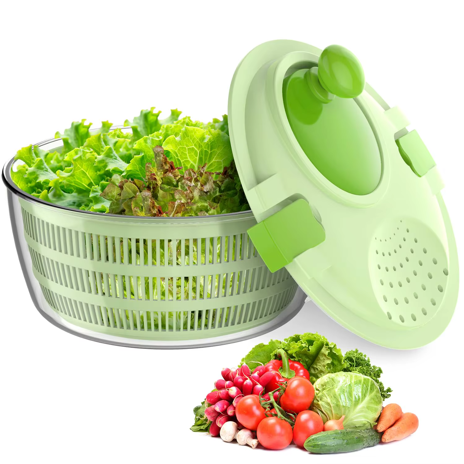 Lave-salade et essoreuse, essoreuse à laitue 4,5 L avec panier de lavage pour légumes et bol de serv