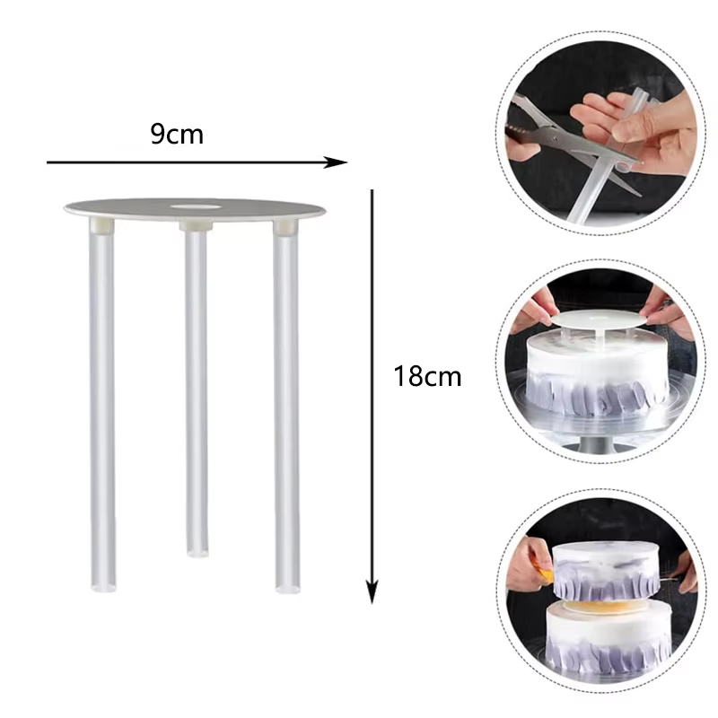 Support de gâteau à étages, plateau à gâteau réutilisable de 9/12/16/20/26 cm et tiges de maintien p