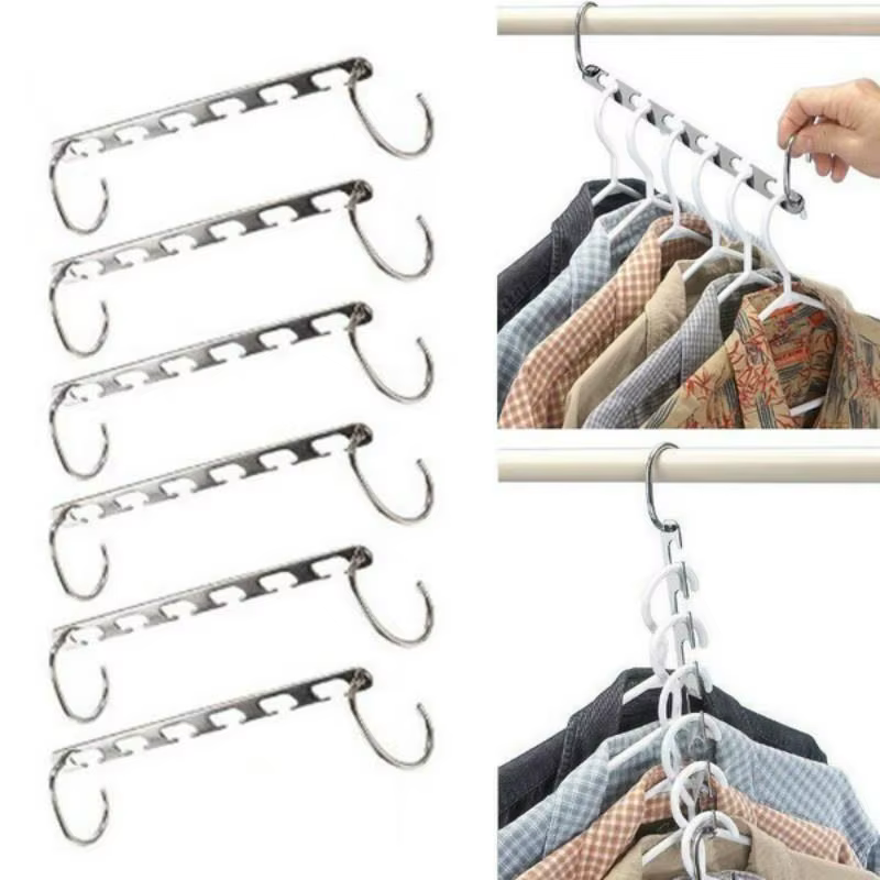 Cintres métalliques multifonctionnels permettant de gagner de l'espace, avec crochet magique, 6 trou