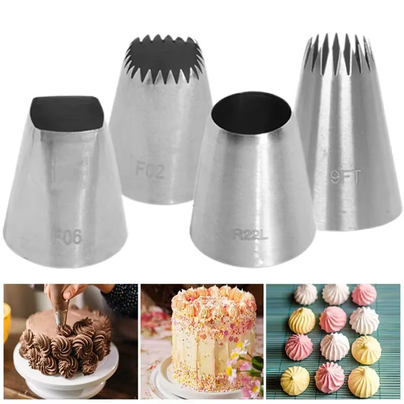 Buses de pâtisserie de grande taille en acier inoxydable, pointes de passepoil pour gâteau Fondant,