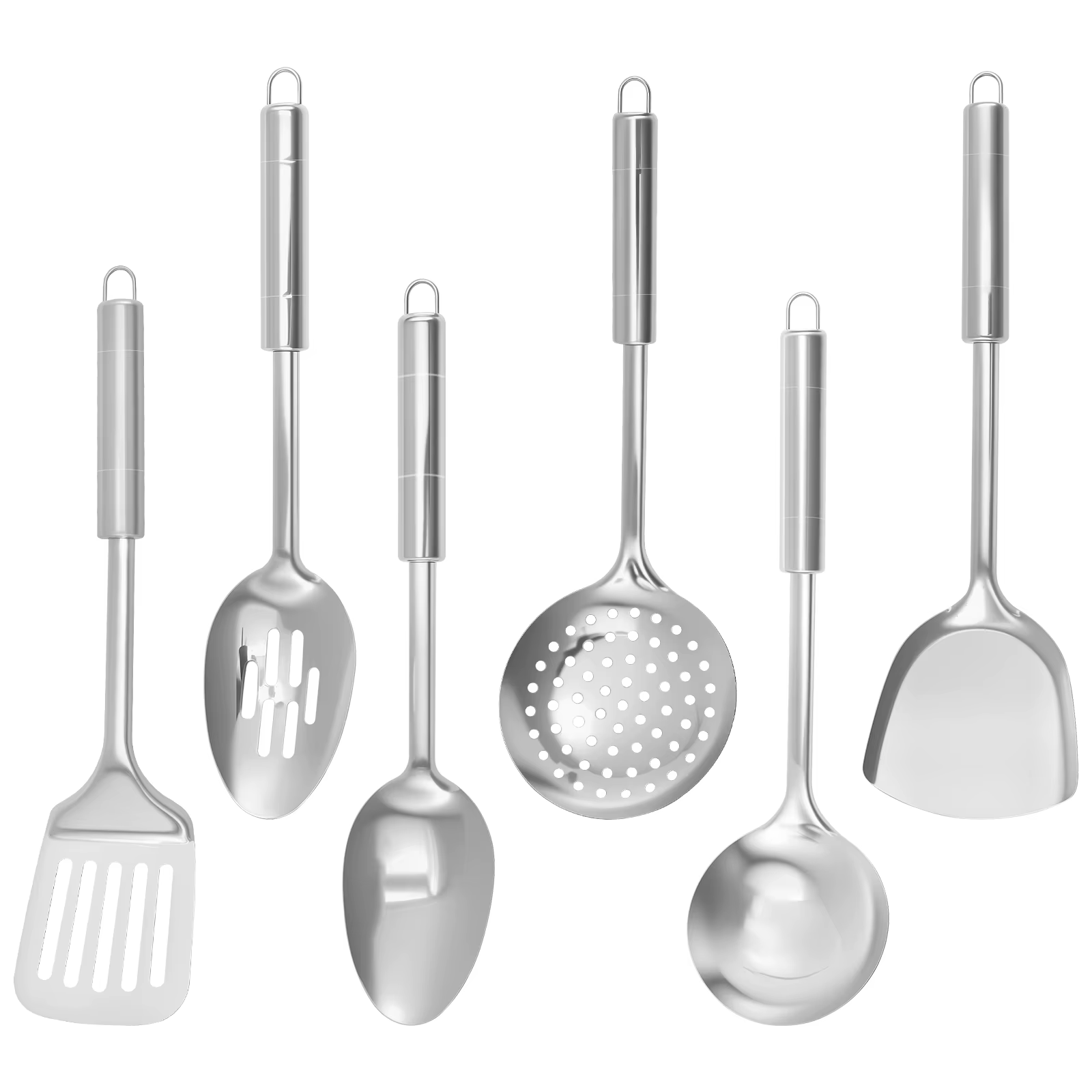 Ensemble d'ustensiles de cuisine en acier inoxydable, 6 pièces, ensemble d'ustensiles de cuisine rés
