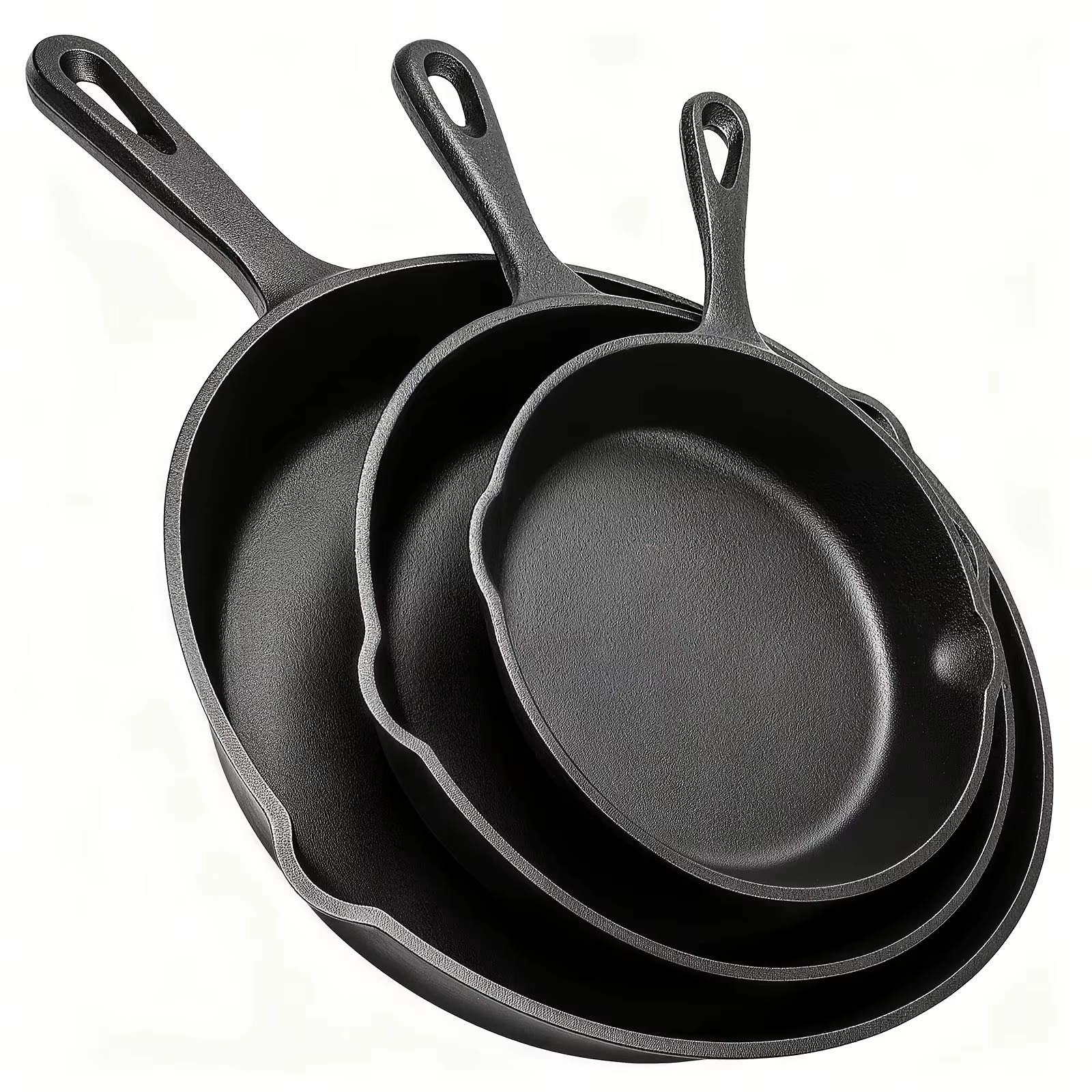 Poêle en fonte, lot de 3 (6/8/10 pouces), pré-culottée, antiadhésive, compatible four et grill, chau