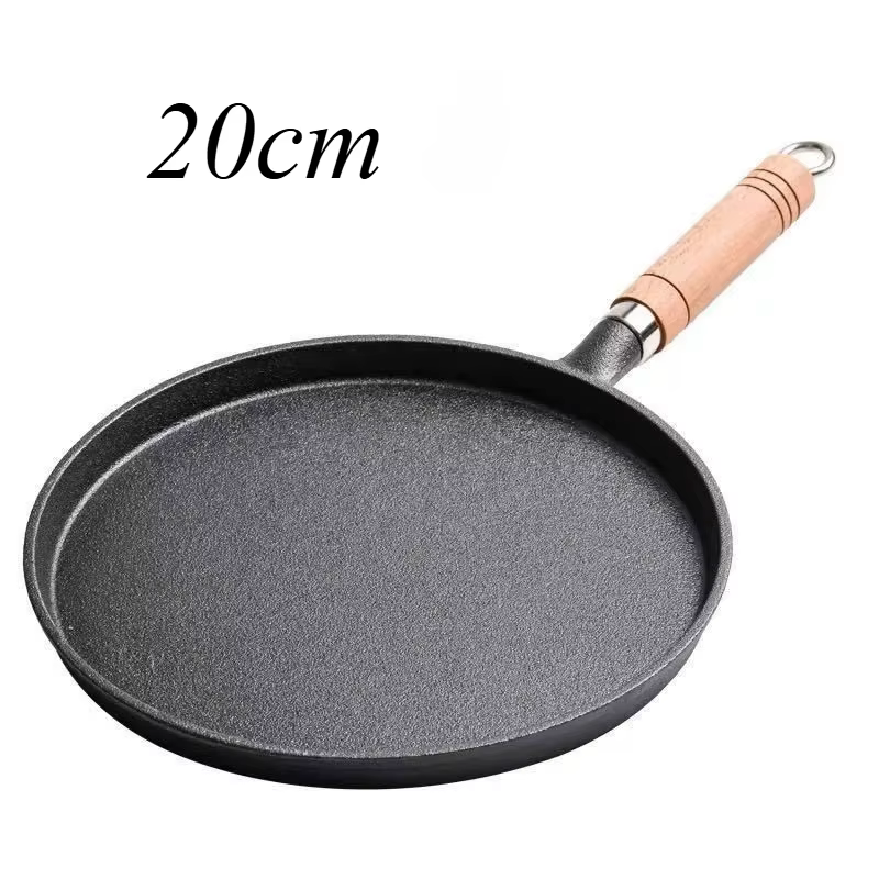 Poêle à frire en fonte de 23cm, Non revêtue, antiadhésive, pour crêpes aux œufs, crêpière, Steak, po