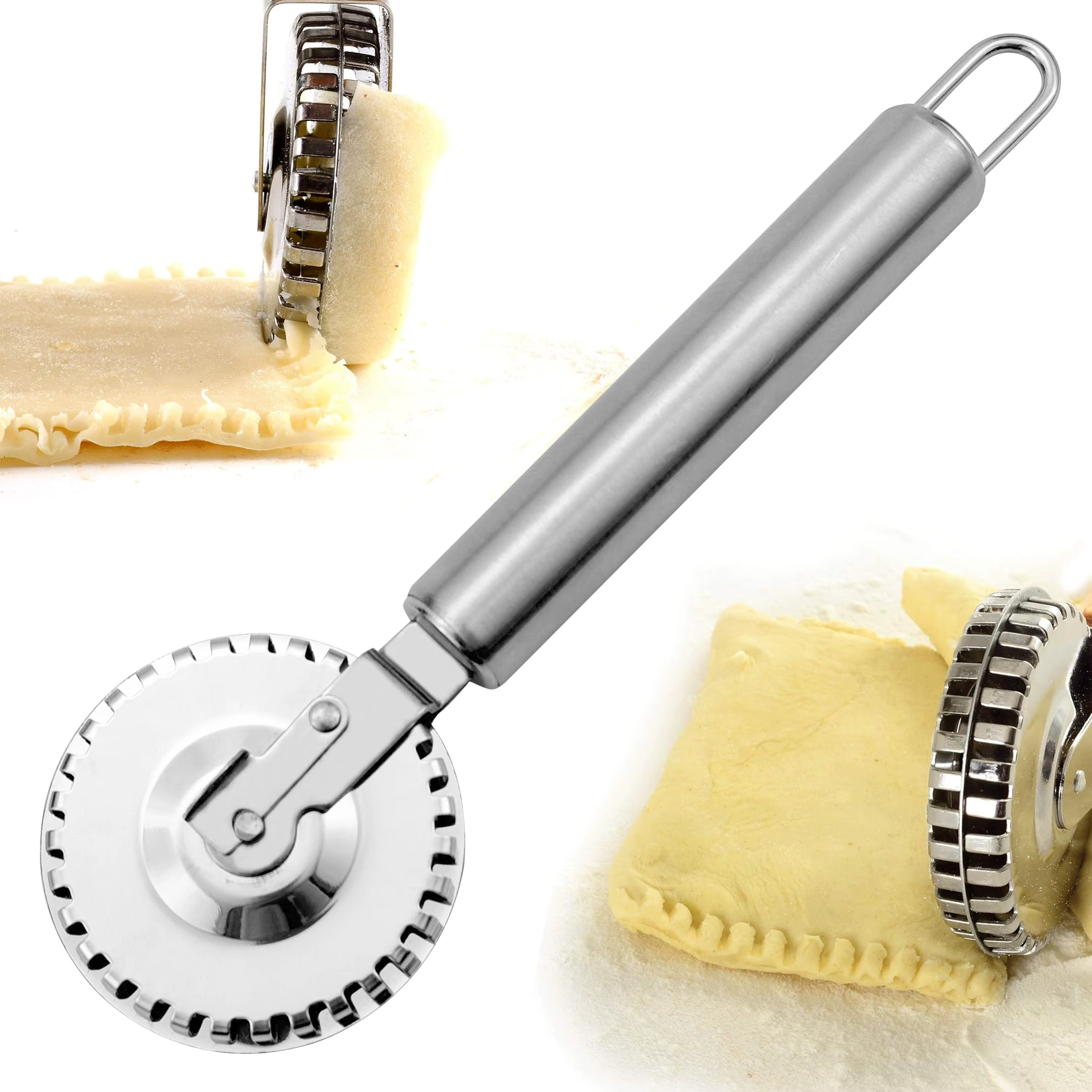 Couteau de gaufrage de scellage de bord de rouleau de pâtisserie d'acier inoxydable, couteau de coup