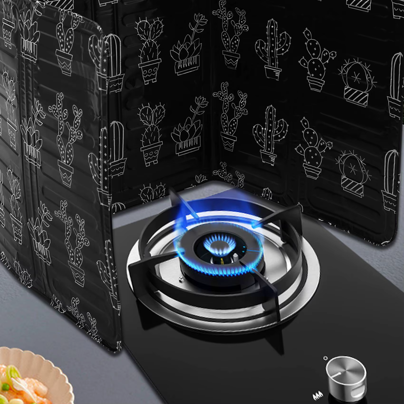 Y51A-1Pcs graisse de cuisine feuille d'aluminium bloc d'isolation panneau anti-éclaboussures d'huile