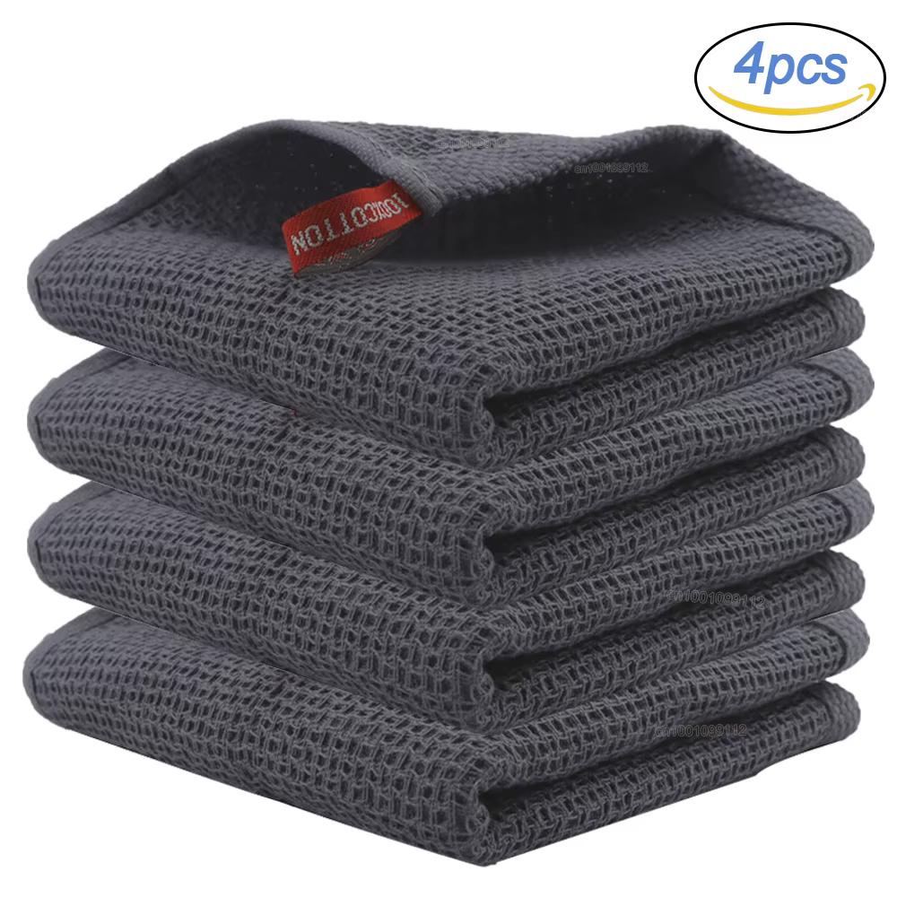 Serviette de cuisine en coton, 4 pièces, chiffon de nettoyage magique Ultra doux, chiffons de nettoy