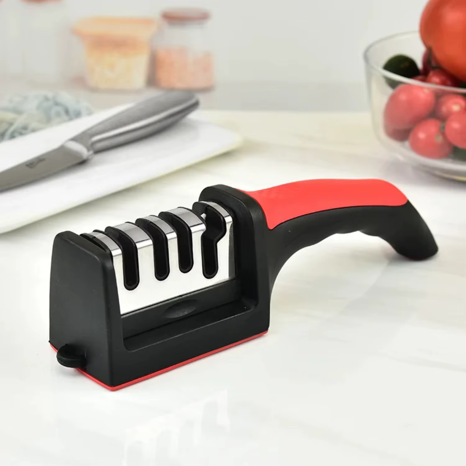 Affûteur de couteaux de cuisine à 4 segments, multifonctionnel, Portable, Base antidérapante, Gadget