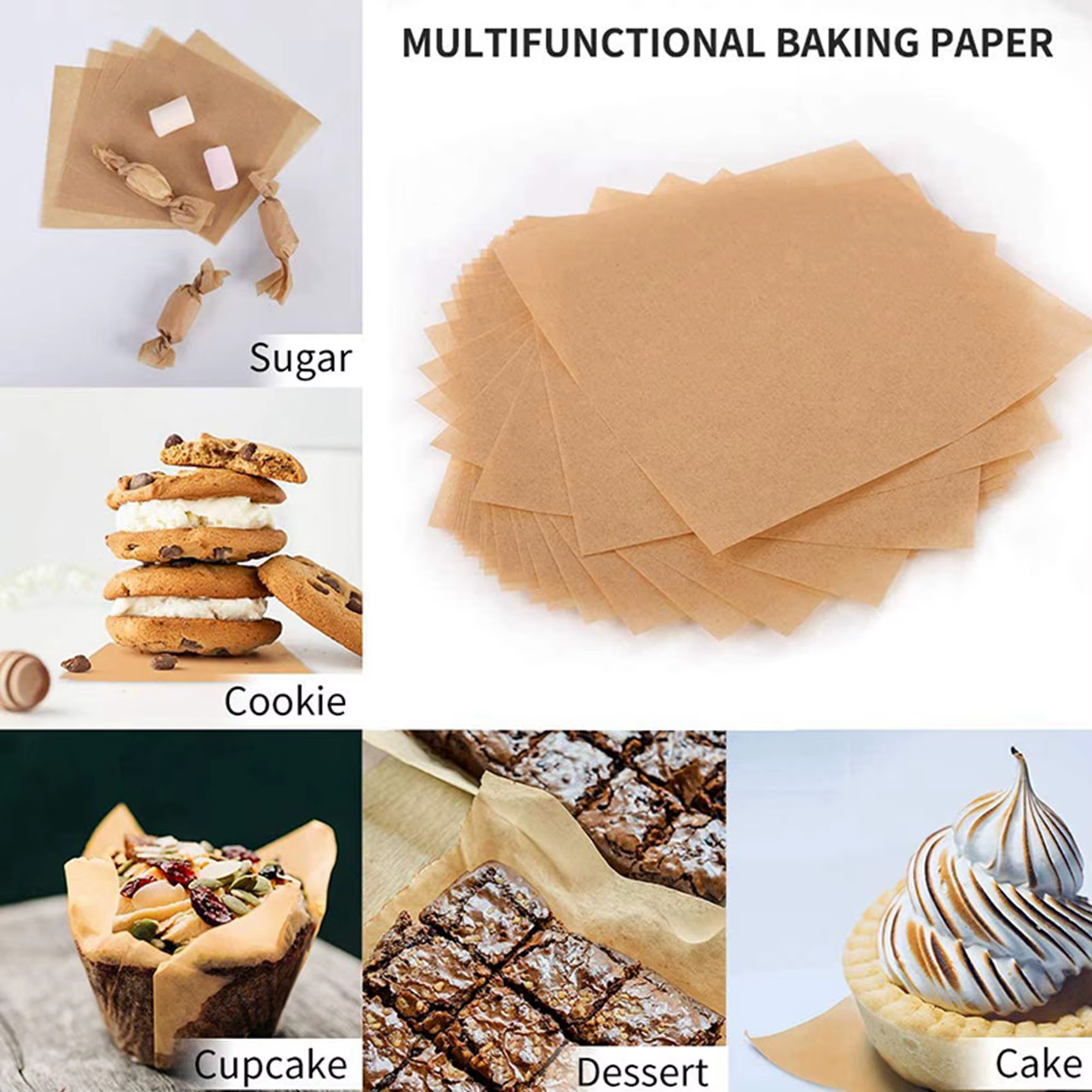 Feuilles de cuisson en papier parchemin non blanchi, 2000 pièces, 4x4 pouces, parchemin de cuisson a