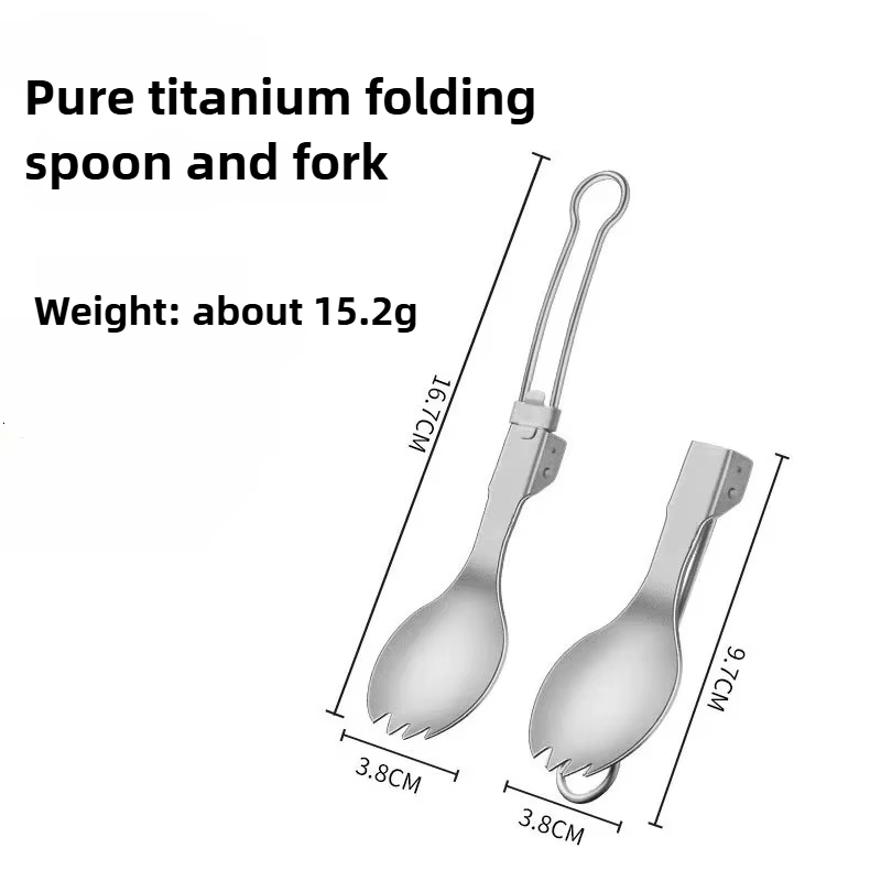 Spork de Camping en titane, couverts pliables, léger, Portable, ultraléger, fourchette, cuillère, co