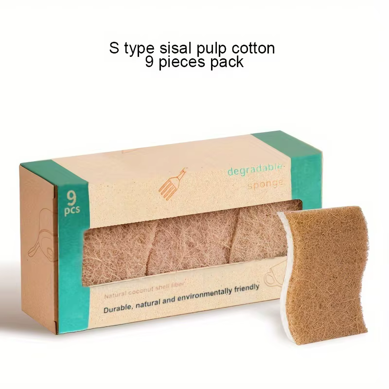 Éponge à vaisselle en pâte de bois naturelle, éponge sans rayures, facile à enlever les taches et la