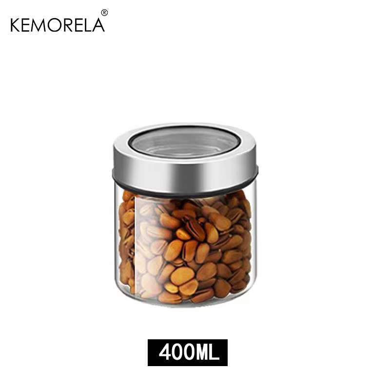 Pot de stockage de café transparent avec couvercle, verre cylindrique créatif, récipient scellé, dém