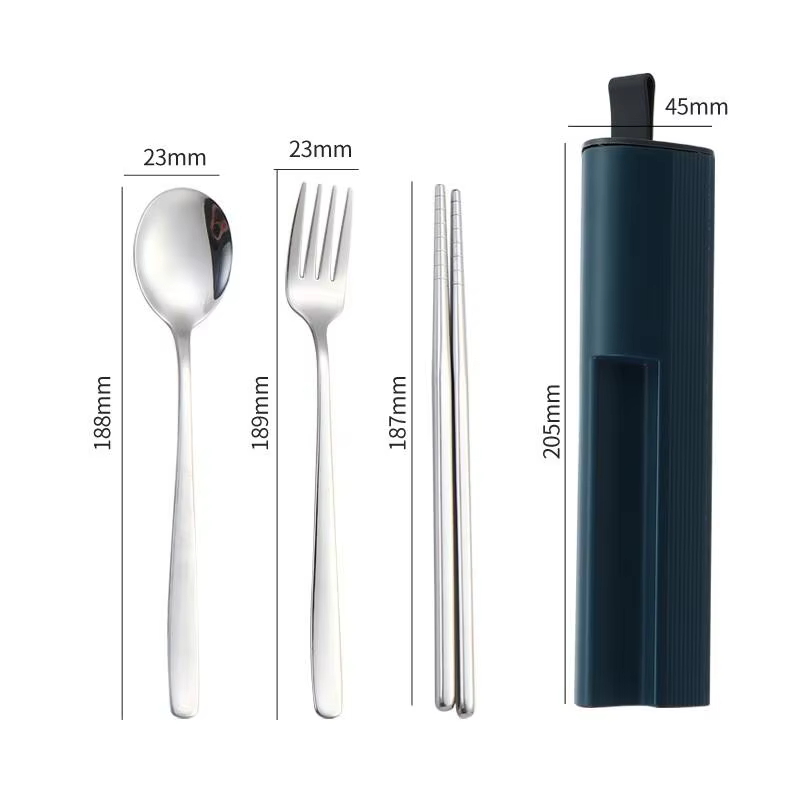 Ensemble d'ustensiles de voyage en acier inoxydable 304 ; Couverts réutilisables pour le camping ; C