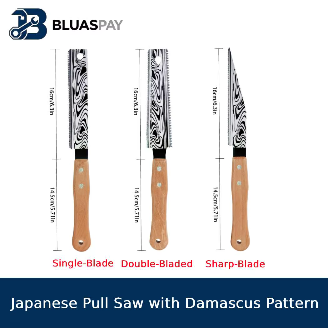 Ensemble de scies à main japonaises à motif Damas avec manche en bois pour le travail du bois, le ja