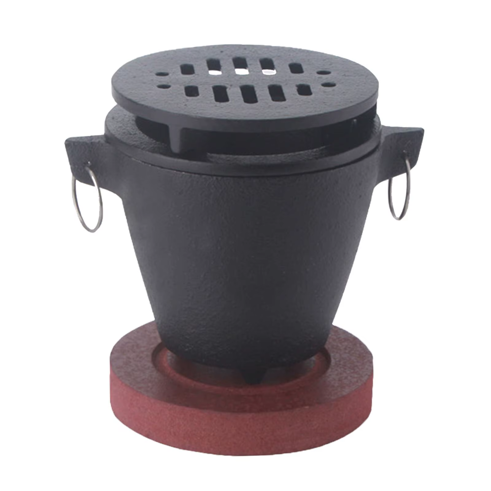 Cuisinière de gril chauffante Hibachi en fonte avec base en bois Portable polyvalente