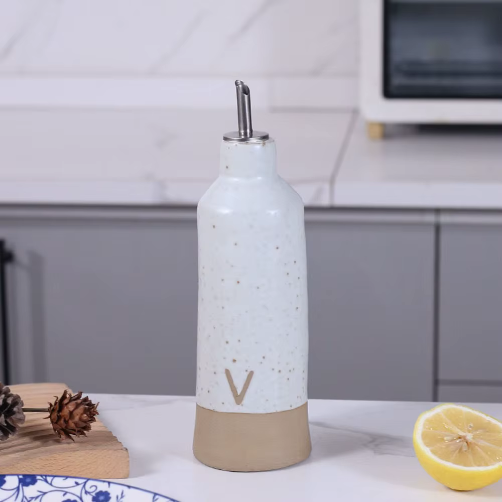 Bouteille d'huile en céramique nordique de 600ml, Pot de vinaigre de Sauce, Pot d'huile moderne, Por