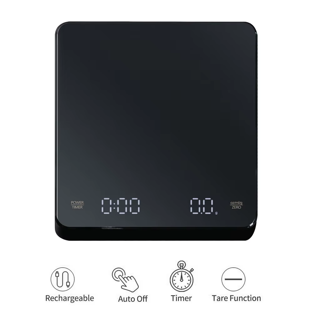 Balance à café numérique avec minuterie, écran LED, expresso USB 3kg Max. Poids 0,1g, mesures de hau