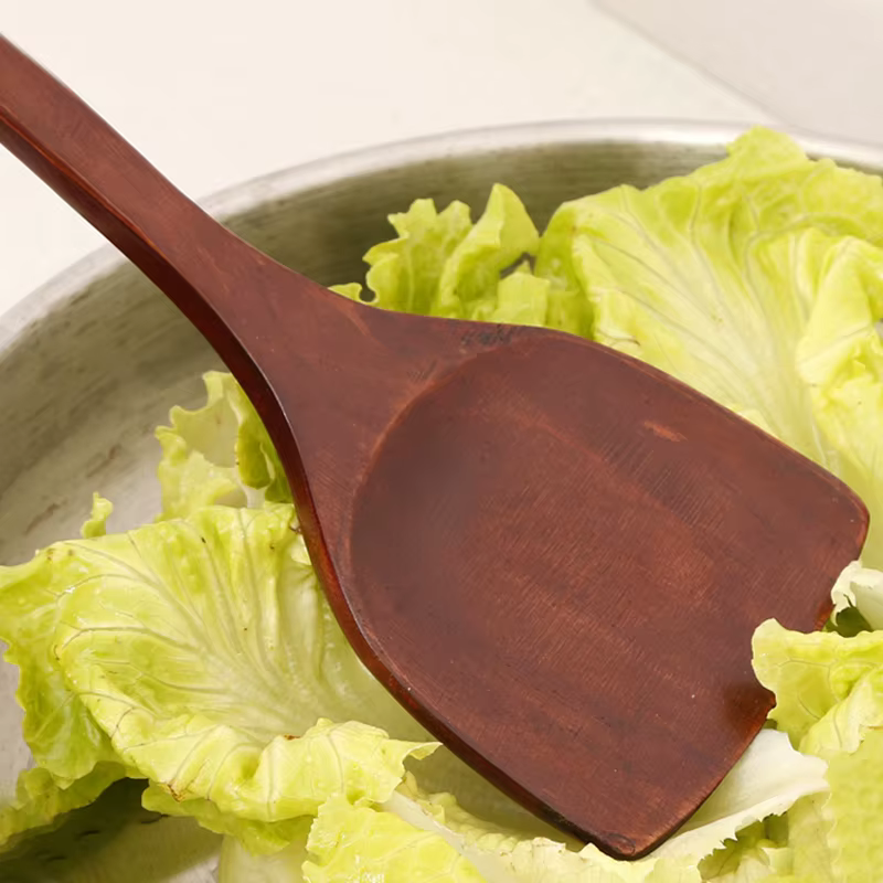 Pelle en bois cuillère antiadhésive bois longue spatule à riz cuisine ustensile de cuisine remuer à