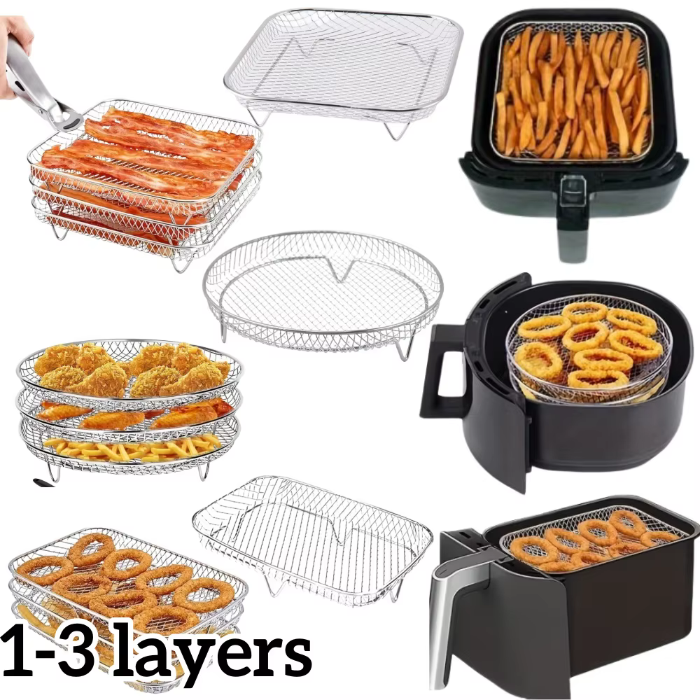 Accessoires de friteuse à Air en acier inoxydable, 1/3 couches, support de barbecue empilable, panie