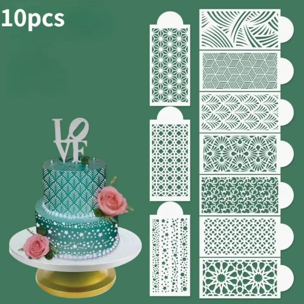 10 pièces/ensemble bricolage Fondant pochoir réutilisable gâteau décoration pochoir en plastique Spr