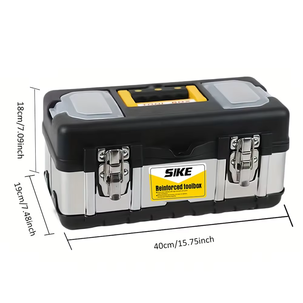 Boîte de rangement portable à double couche en acier inoxydable, épaissie, anti-chute, multifonction