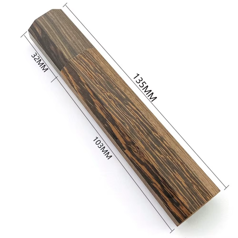 Manche de couteau octogonal en bois fait main, 135 mm, en bois composite Ébène Wengé, pour la fabric