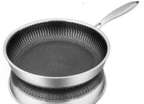 Poêle à frire Leic-Ply en acier inoxydable, poêle à wok, double face, accent d'abeille, adaptée à to