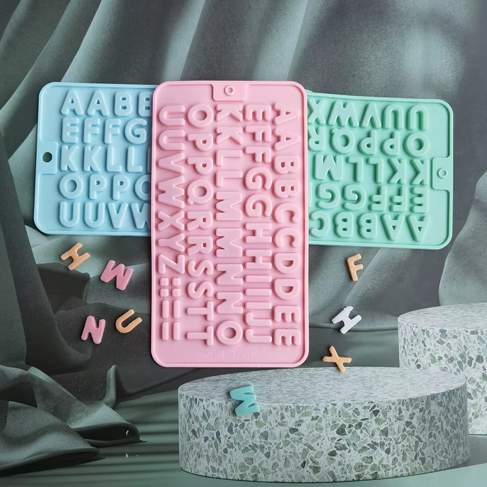 Moule à chocolat en Silicone avec lettres et chiffres, Alphabet, biscuits, bonbons, gâteaux, plateau