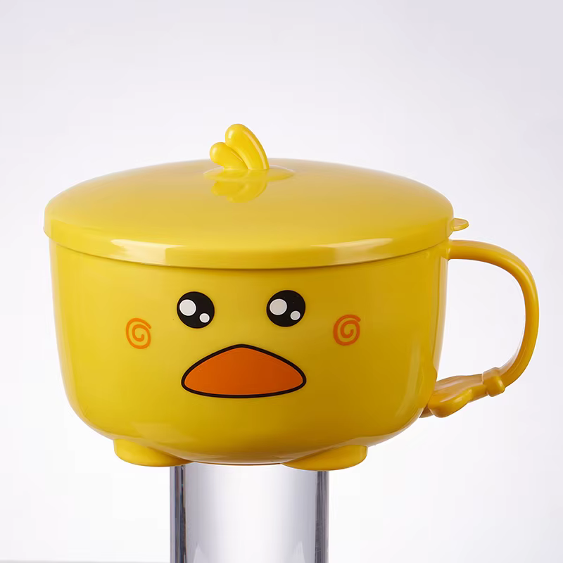 Bol à nouilles Ramen en forme de canard Kawaii, avec couvercle, mignon, cuisine en acier inoxydable,